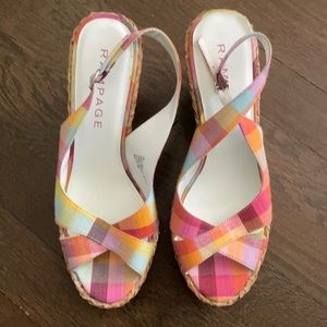 Rampage multi color plaid wedge heels